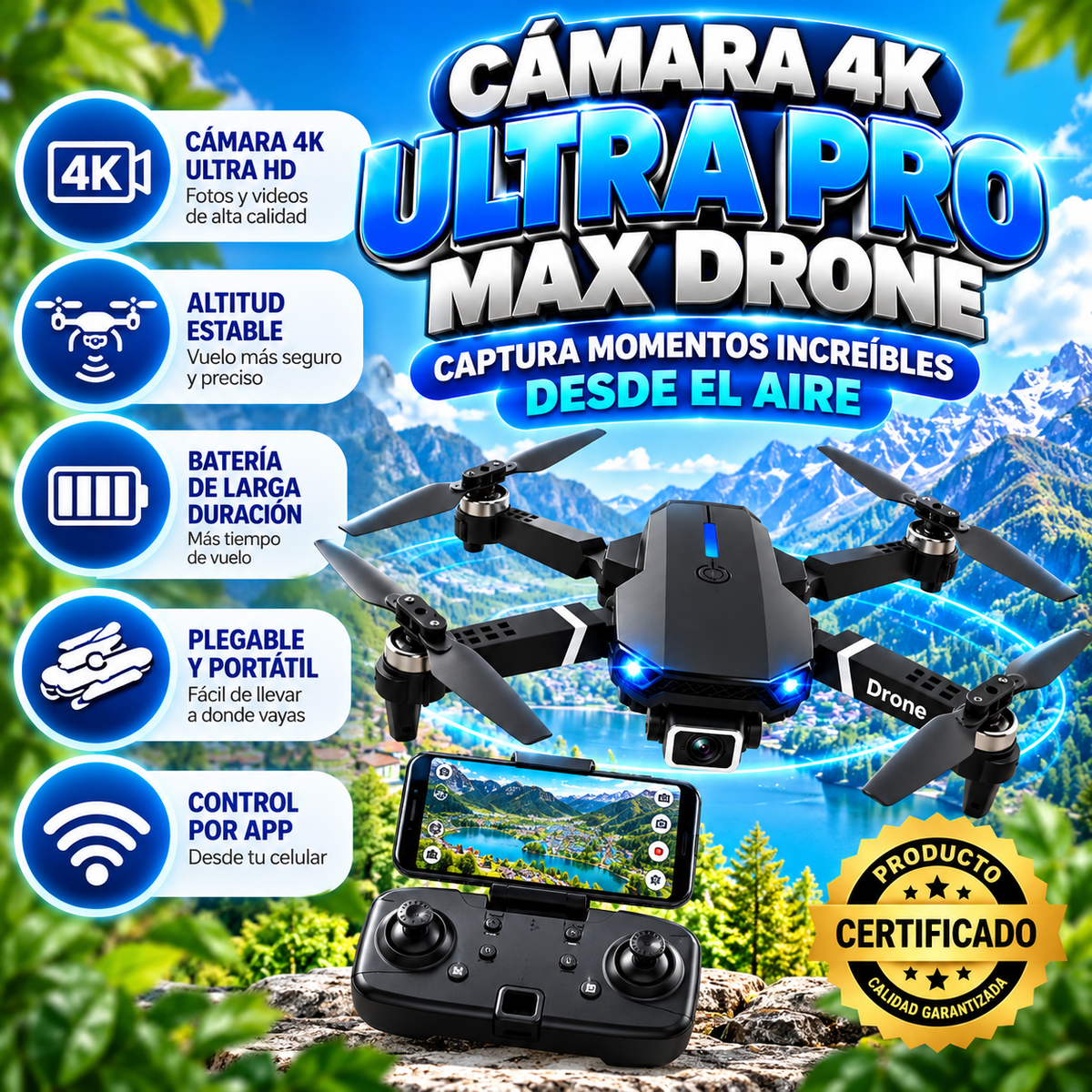 Drone E088 Doble Camara 4k Ultra Pro Max