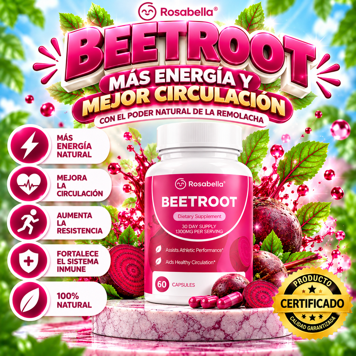 Suplemento Beetroot Remolacha Rosabella