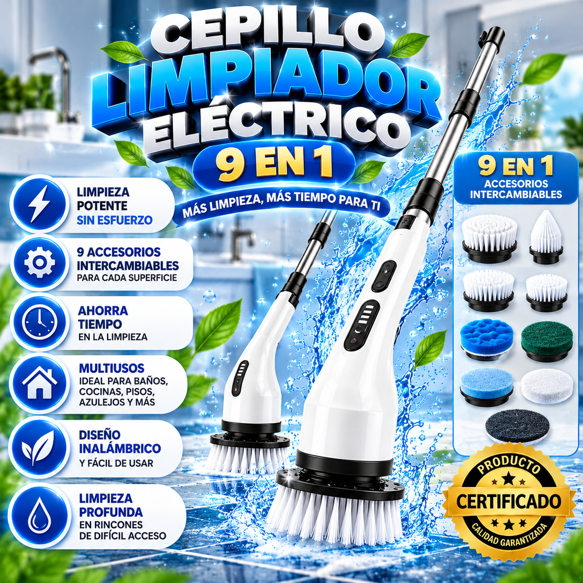 Cepillo Limpiador Eléctrico 9 en 1