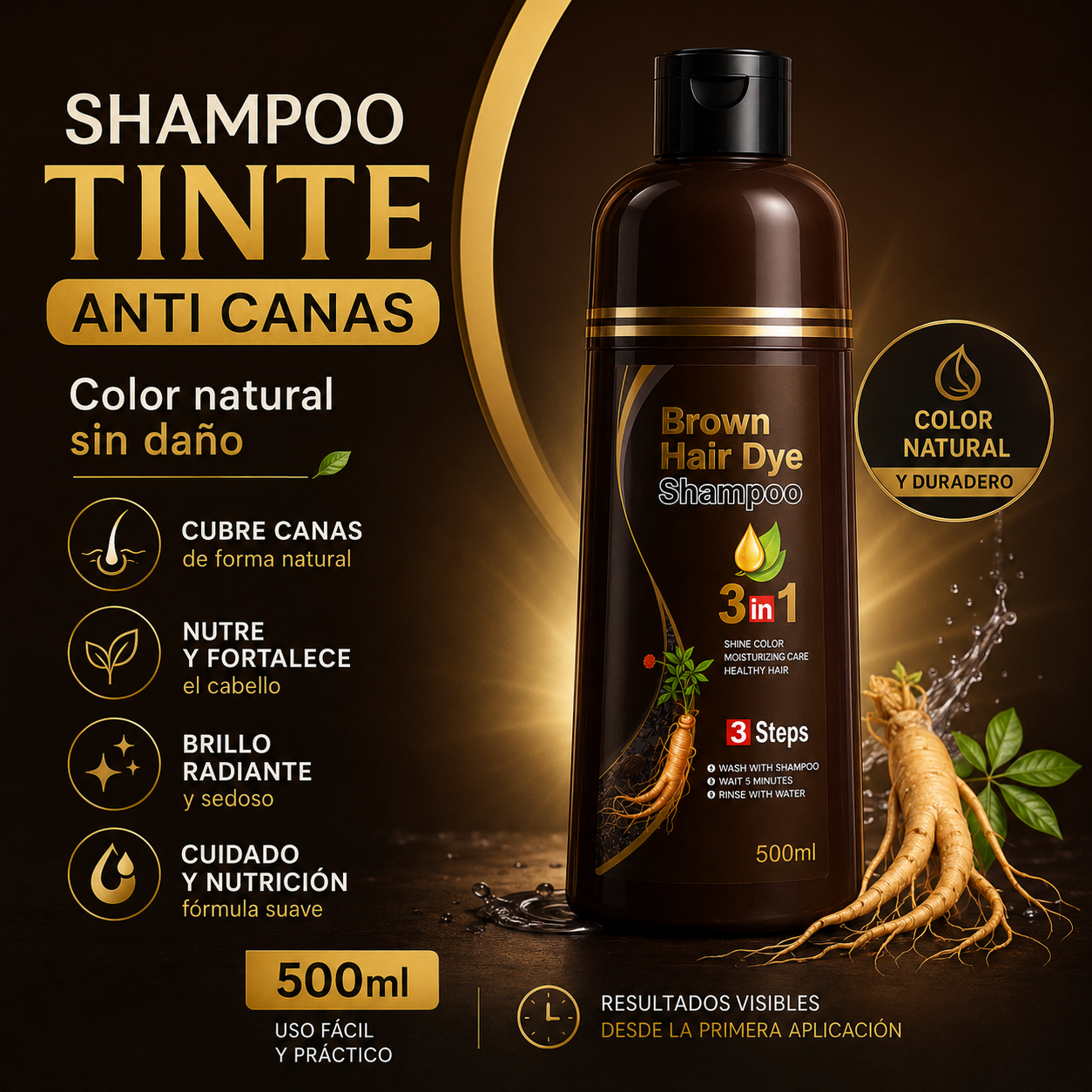 Shampoo Tinte Anti Canas 500ml