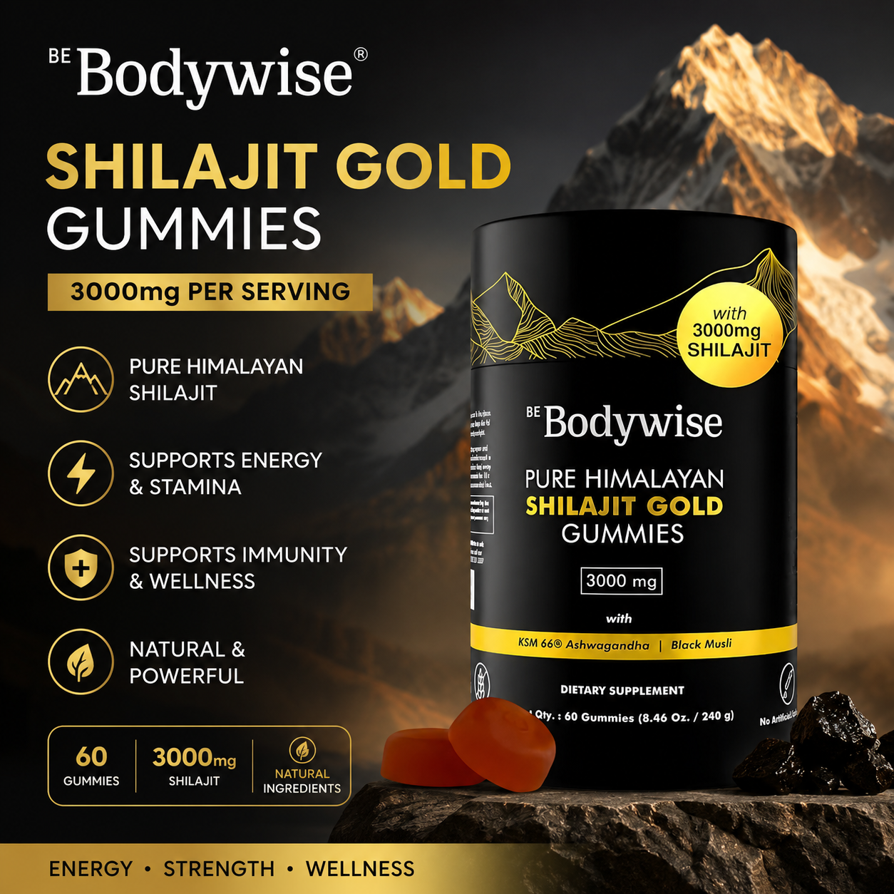 Suplemento Shilajit Gomas 60 Pcs 3000mg