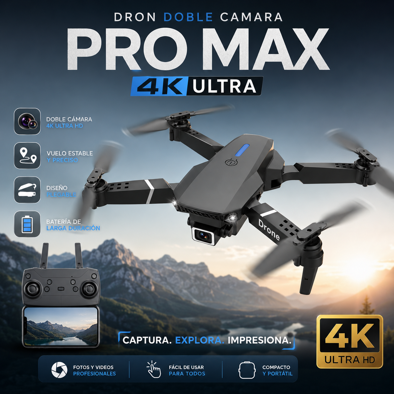 Drone E088 Doble Camara 4k Ultra Pro Max