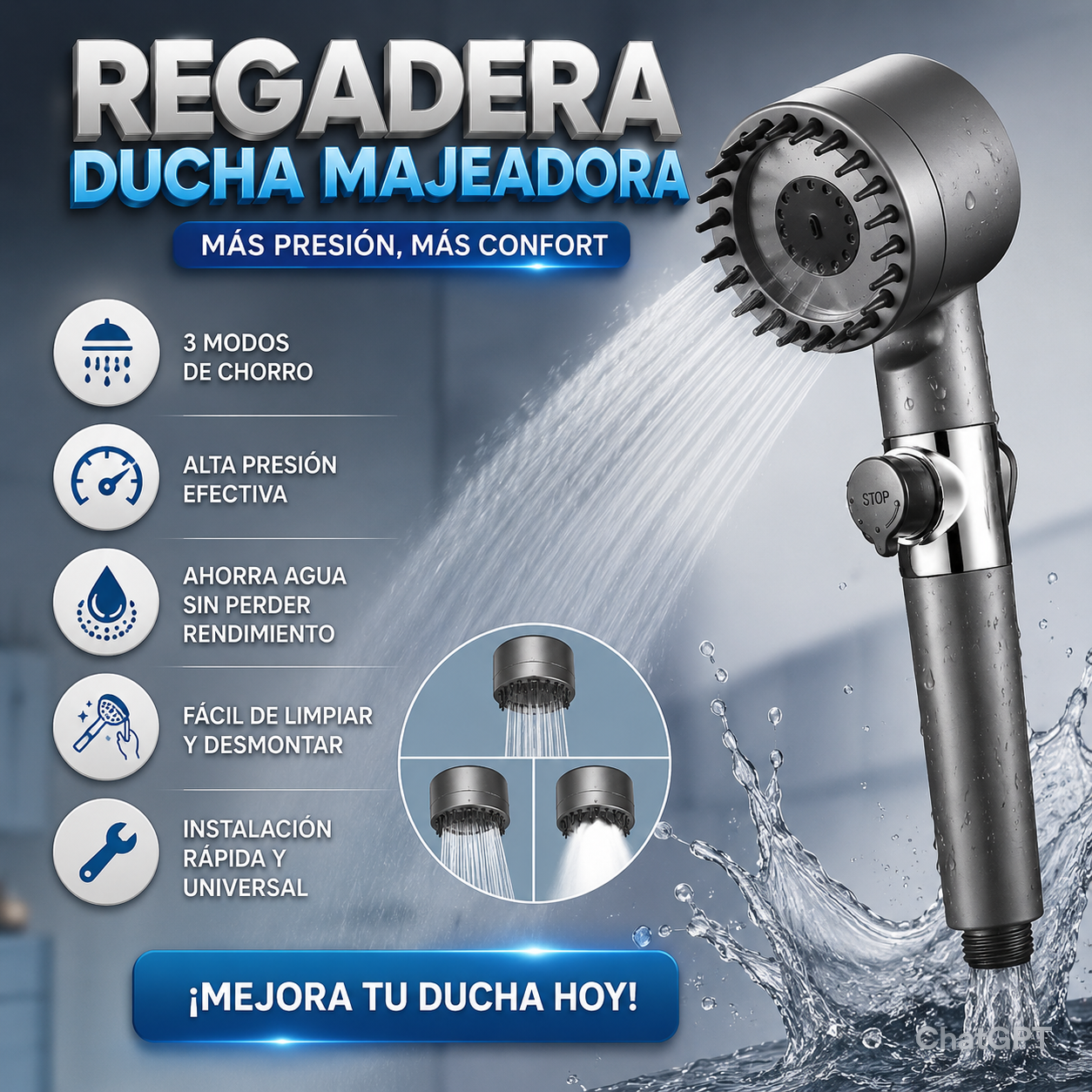 Regadera para Ducha y Masajeadora