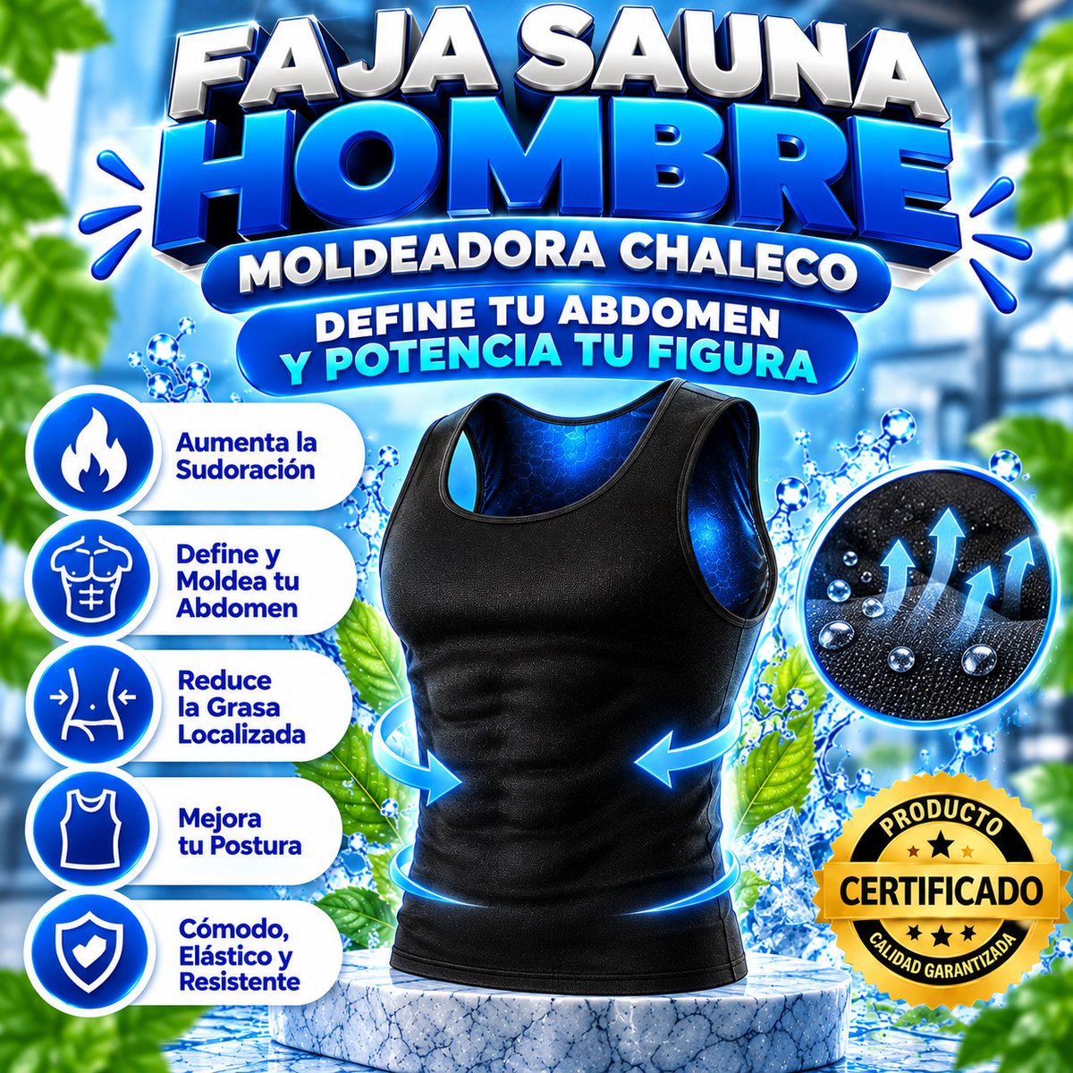Faja Sauna Hombre Moldeadora Chaleco