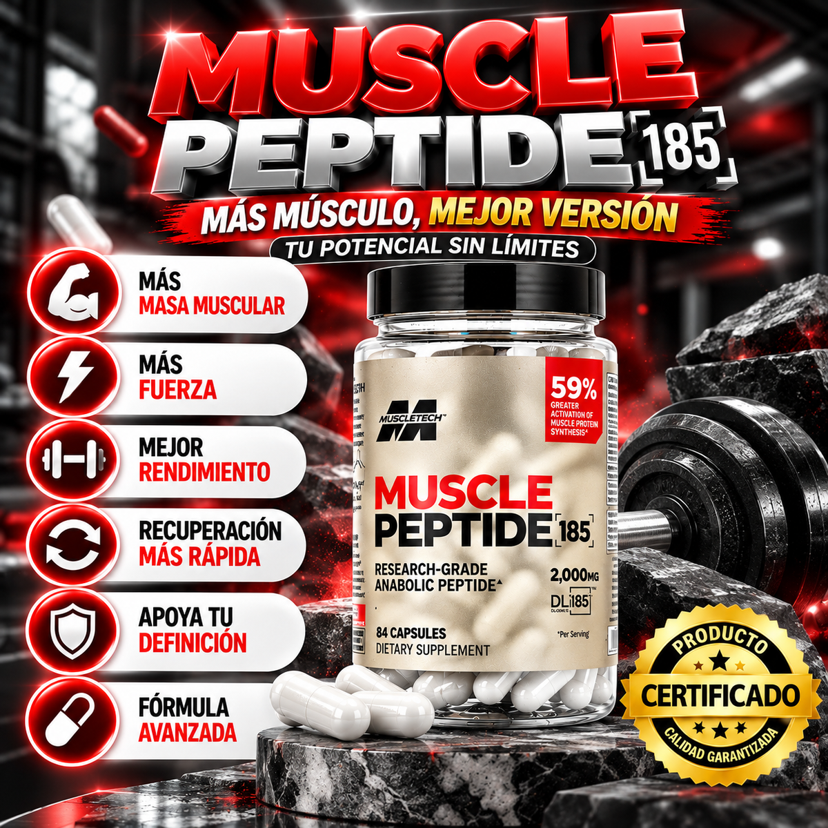 Suplemento Muscle Peptide 84 capsulas