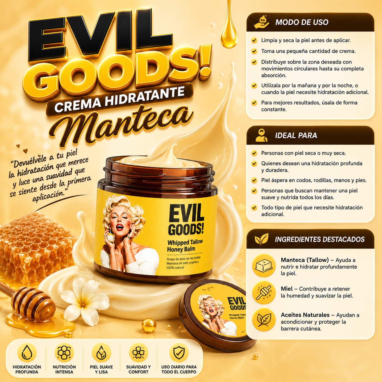 Crema Hidratante Evil Goods Manteca