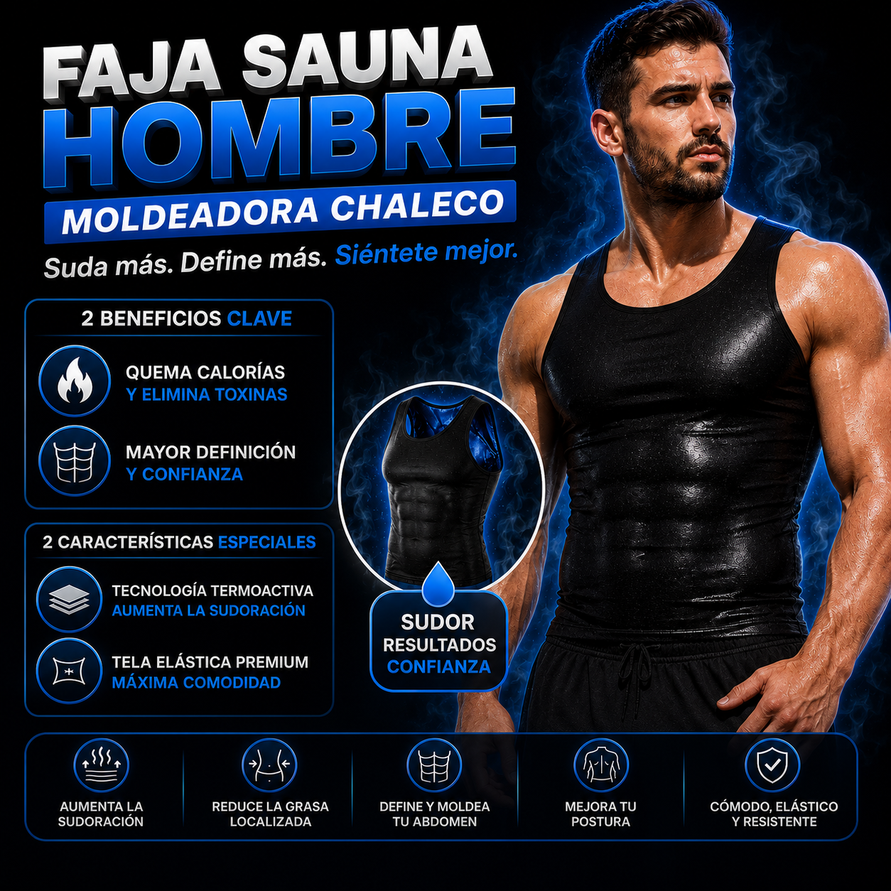 Faja Sauna Hombre Moldeadora Chaleco