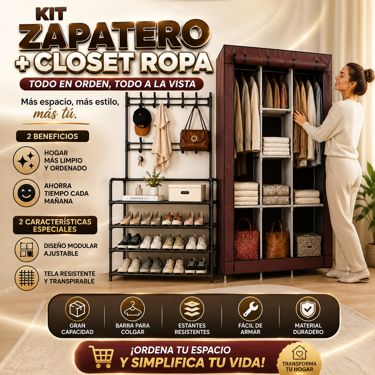 Kit zapatero + closet ropa