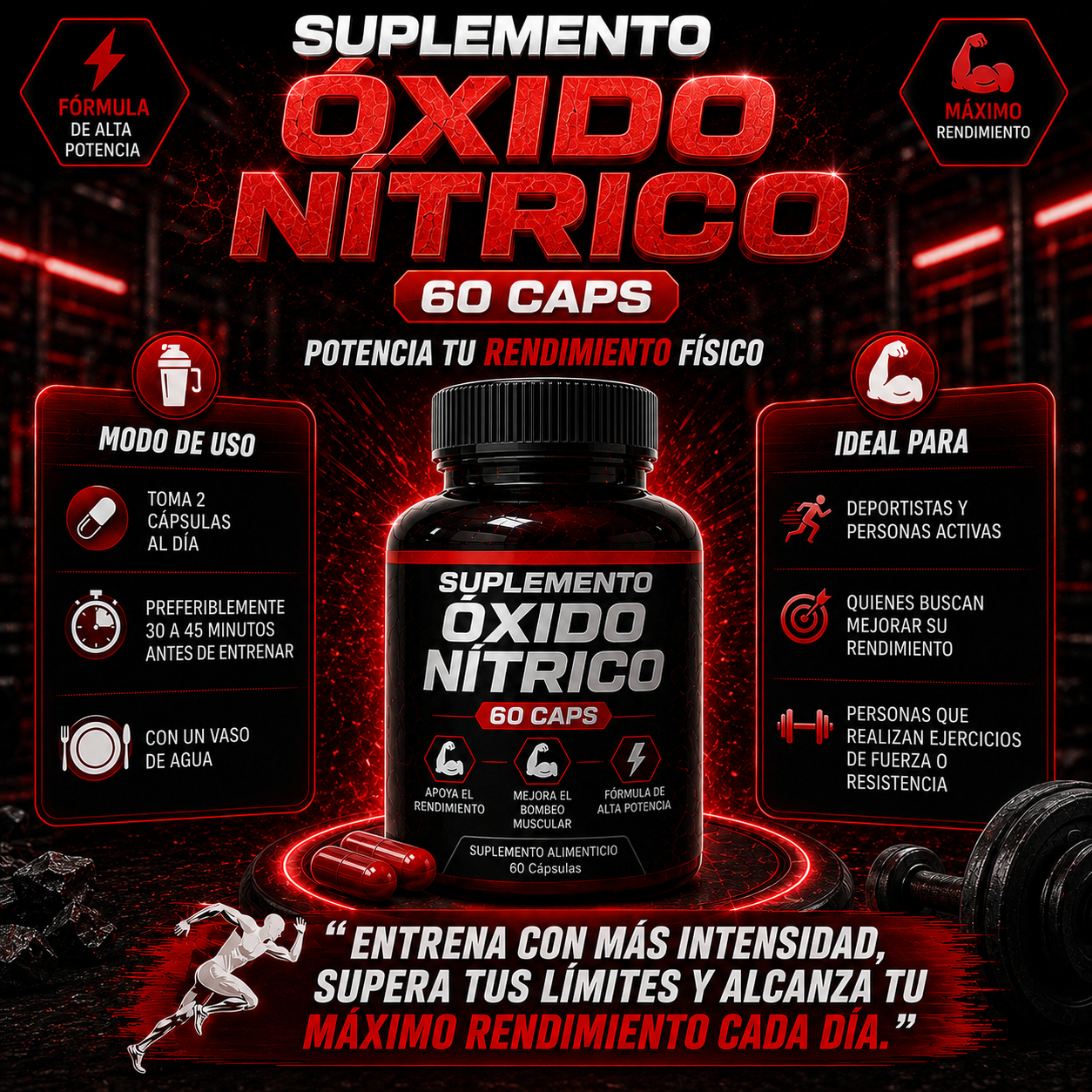 Suplemento Óxido Nítrico 60 caps